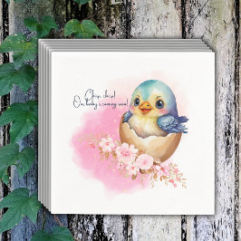 Cute Kawaii Egg Bird Elegant Blommigt Baby Shower Pappersservett