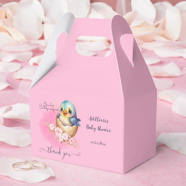 Cute Kawaii Egg Bird Elegant Blommigt Baby Shower Presentaskar (Bröllop)
