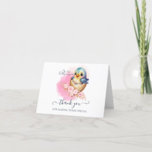 Cute Kawaii Egg Bird Elegant Blommigt Baby Shower Tack Kort