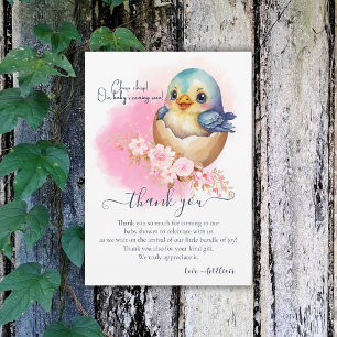 Cute Kawaii Egg Bird Elegant Blommigt Baby Shower Tack Kort