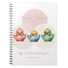 Cute Kawaii Egg Birds Pastel Färgad Baby Shower Anteckningsbok