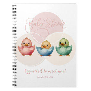 Cute Kawaii Egg Birds Pastel Färgad Baby Shower Anteckningsbok