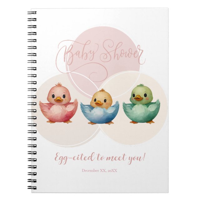 Cute Kawaii Egg Birds Pastel Färgad Baby Shower Anteckningsbok (Framsidan)