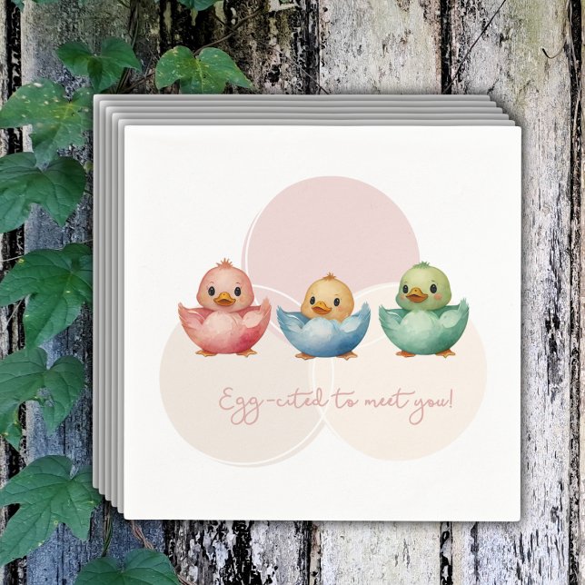 Cute Kawaii Egg Birds Pastel Färgad Baby Shower Pappersservett (Skapare uppladdad)