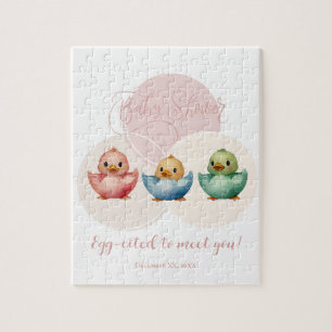 Cute Kawaii Egg Birds Pastel Färgad Baby Shower Pussel