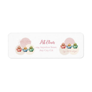 Cute Kawaii Egg Birds Pastel Färgad Baby Shower Returadress Etikett