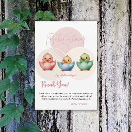 Cute Kawaii Egg Birds Pastel Färgad Baby Shower Tack Kort