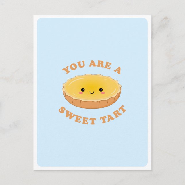 Cute Kawaii Egg Tart Dessert Food Pun Kärlek Citot Vykort (Framsida)