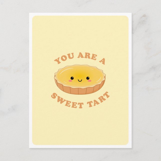Cute Kawaii Egg Tart Dessert Food Pun Kärlek Citot Vykort (Framsida)