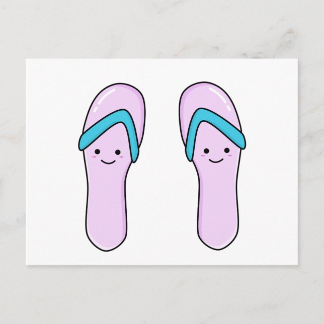 Cute Kawaii Flip Flop Beach Sandals Vykort (Framsida)