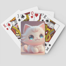 Cute Kawaii Fluffy White Cat Casinokort