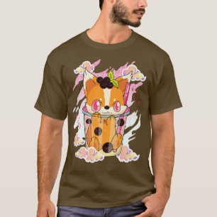 Cute Kawaii Fo Boba Tea Japanska Kitsune Anime Bub T Shirt