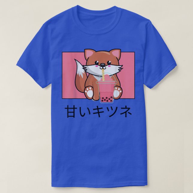 Cute Kawaii Fo Drinks Bubble Tea Japanska i Kärlek T Shirt (Design framsida)