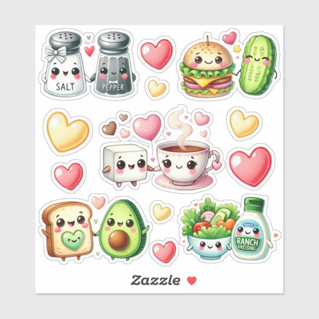 Cute Kawaii Foodie Klistermärken (Ark)