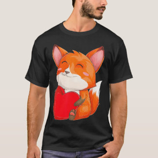 Cute Kawaii Fox Vilda djur Fox St Alla hjärtans T Shirt