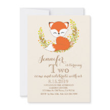 Cute Kawaii Fox Woodland Theme Birthday Card