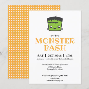 Cute Kawaii Frankenstein Monster Halloween fest Inbjudningar