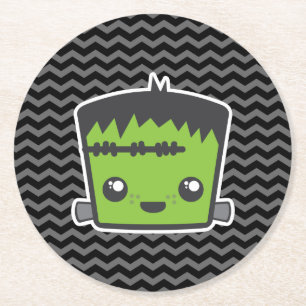 Cute Kawaii Frankenstein Monster Halloween fest Underlägg Papper Rund