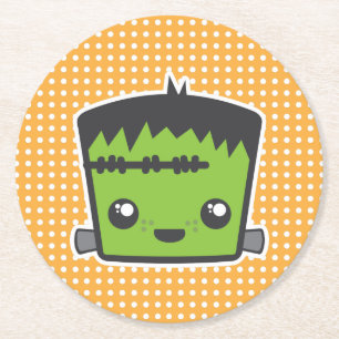 Cute Kawaii Frankenstein Monster Halloween fest Underlägg Papper Rund