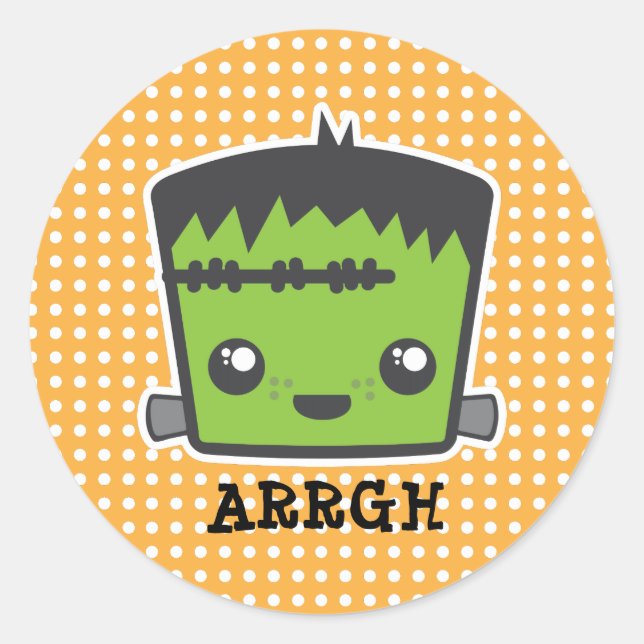 Cute Kawaii Frankenstein Monster Halloween Runt Klistermärke (Framsida)
