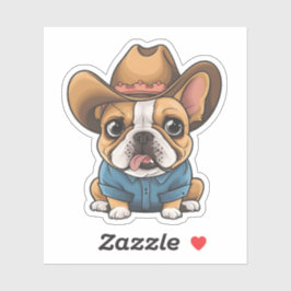 Cute Kawaii Fransk Bulldog Cowboy Hat Hund Art Klistermärken