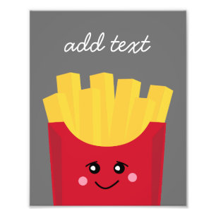 Cute Kawaii Fransk Fries med eget namn Fototryck