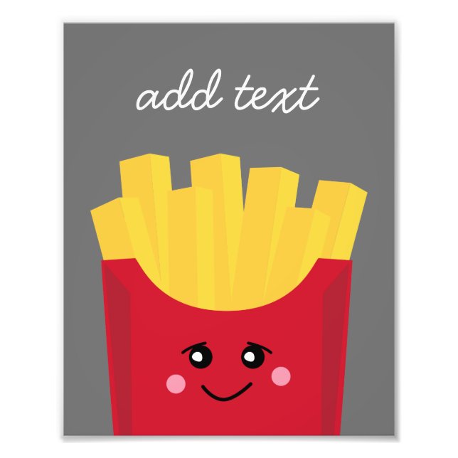 Cute Kawaii Fransk Fries med eget namn Fototryck (Framsidan)