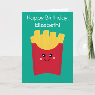 Cute Kawaii Fransk Fries med eget namn Kort