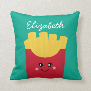 Cute Kawaii Fransk Fries med eget namn Kudde