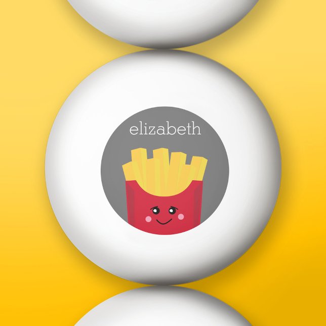 Cute Kawaii Fransk Fries med eget namn Pingisboll (Custom Ping Pong Balls)