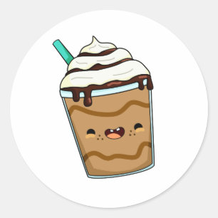 Cute Kawaii Frappuccino Runt Klistermärke