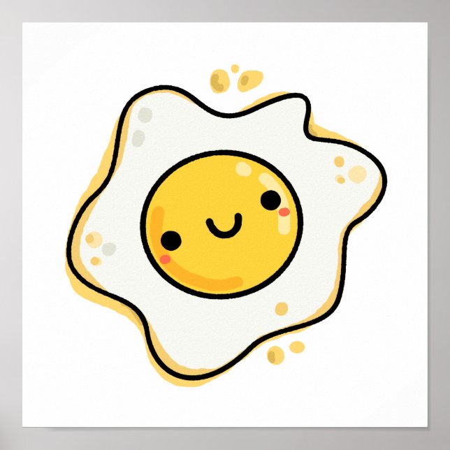Cute Kawaii Fried Egg Poster (Framsidan)