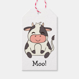 Cute Kawaii Friendly Cow Moo! Presentetikett