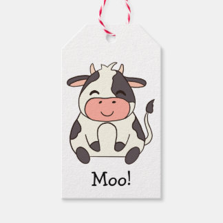 Cute Kawaii Friendly Cow Moo! Presentetikett