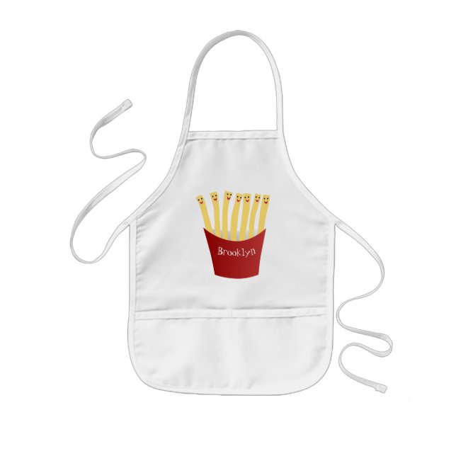Cute kawaii fries - illustration av tecknaden för  barnförkläde (Framsidan)