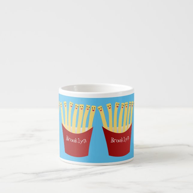 Cute kawaii fries - illustration av tecknaden för  espressomugg (Framsidan)