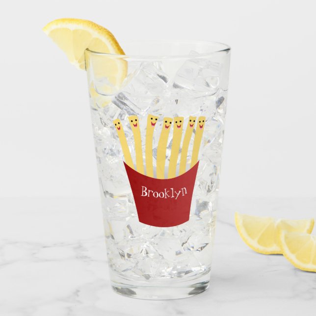 Cute kawaii fries - illustration av tecknaden för  glaskopp (Framsida Ice)