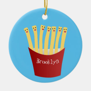 Cute kawaii fries - illustration av tecknaden för julgransprydnad keramik