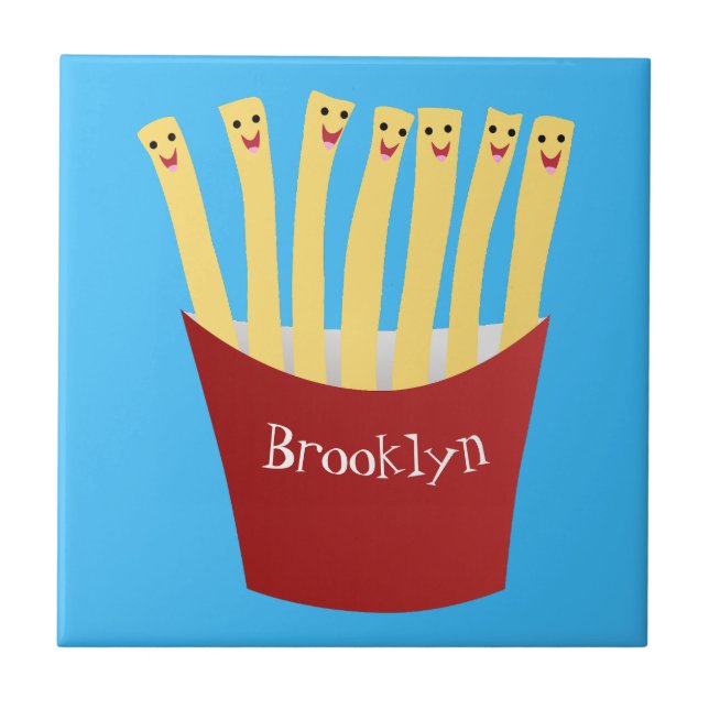 Cute kawaii fries - illustration av tecknaden för  kakelplatta (Framsidan)