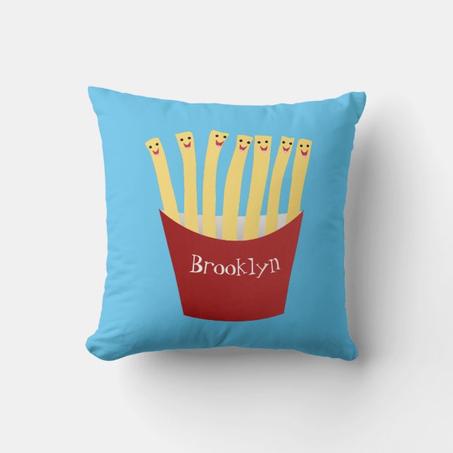Cute kawaii fries - illustration av tecknaden för  kudde (Framsida)