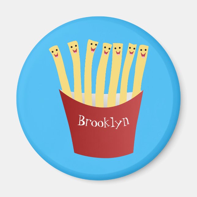 Cute kawaii fries - illustration av tecknaden för  magnet (Framsidan)