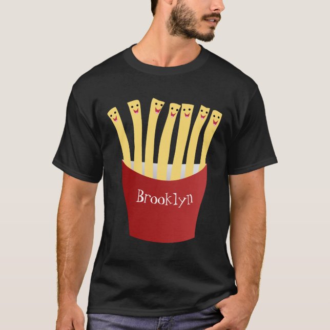 Cute kawaii fries - illustration av tecknaden för  t shirt (Framsida)