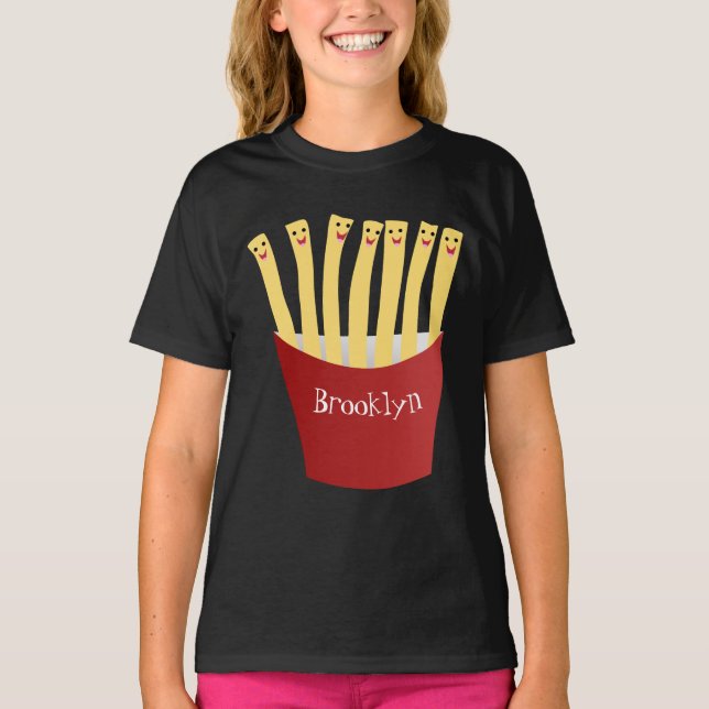 Cute kawaii fries - illustration av tecknaden för  t shirt (Framsida)