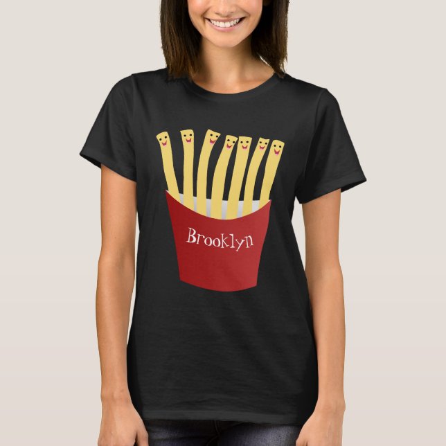 Cute kawaii fries - illustration av tecknaden för  t shirt (Framsida)