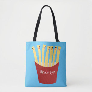 Cute kawaii fries - illustration av tecknaden för  tygkasse