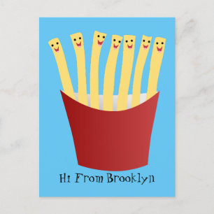 Cute kawaii fries - illustration av tecknaden för  vykort