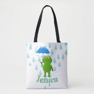 Cute Kawaii Frog and Rain Tygkasse