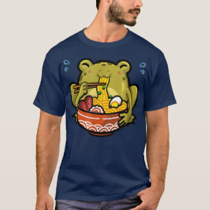Cute Kawaii Frog äter Ramen Noodles med Chopsti T Shirt