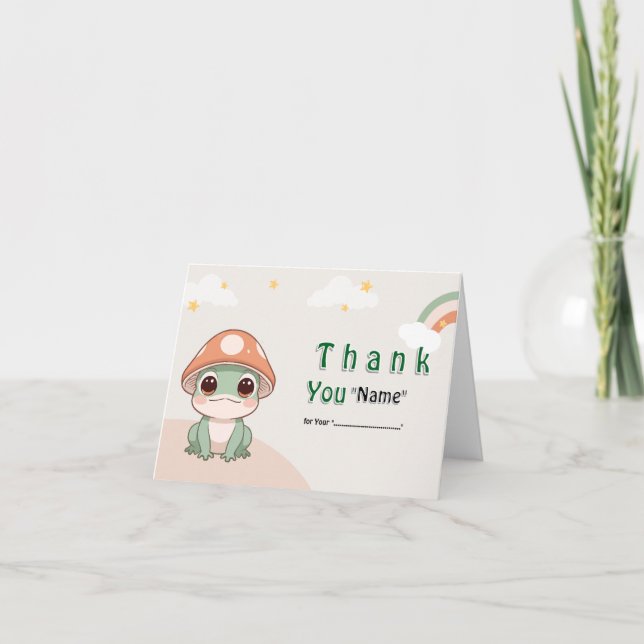 Cute Kawaii Frog Birthday Greeting Card Tack Kort (Framsida)