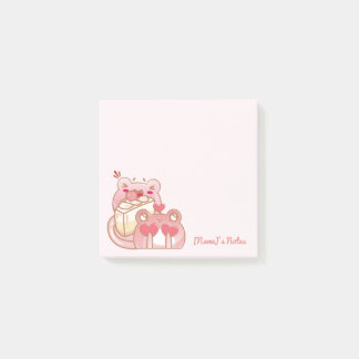 Cute Kawaii Frog Eating Cake Personalized Notepad Post-it Block